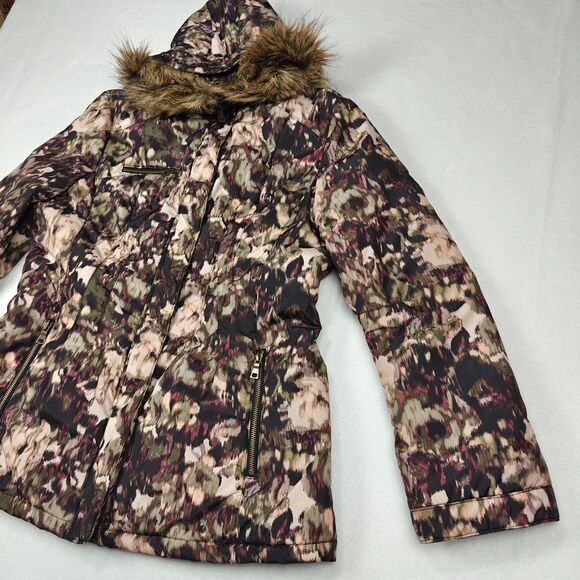 New York & Company Floral Camo Adjustable Waist Puffer Jacket Size L Outdoor - Picture 7 of 13